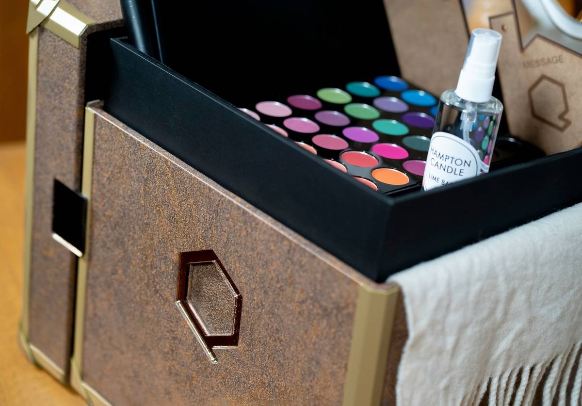Bar chart showing 30% reduction in makeup application time after using a cosmetic organizer box, based on 2023 Beauty Organization Institute data